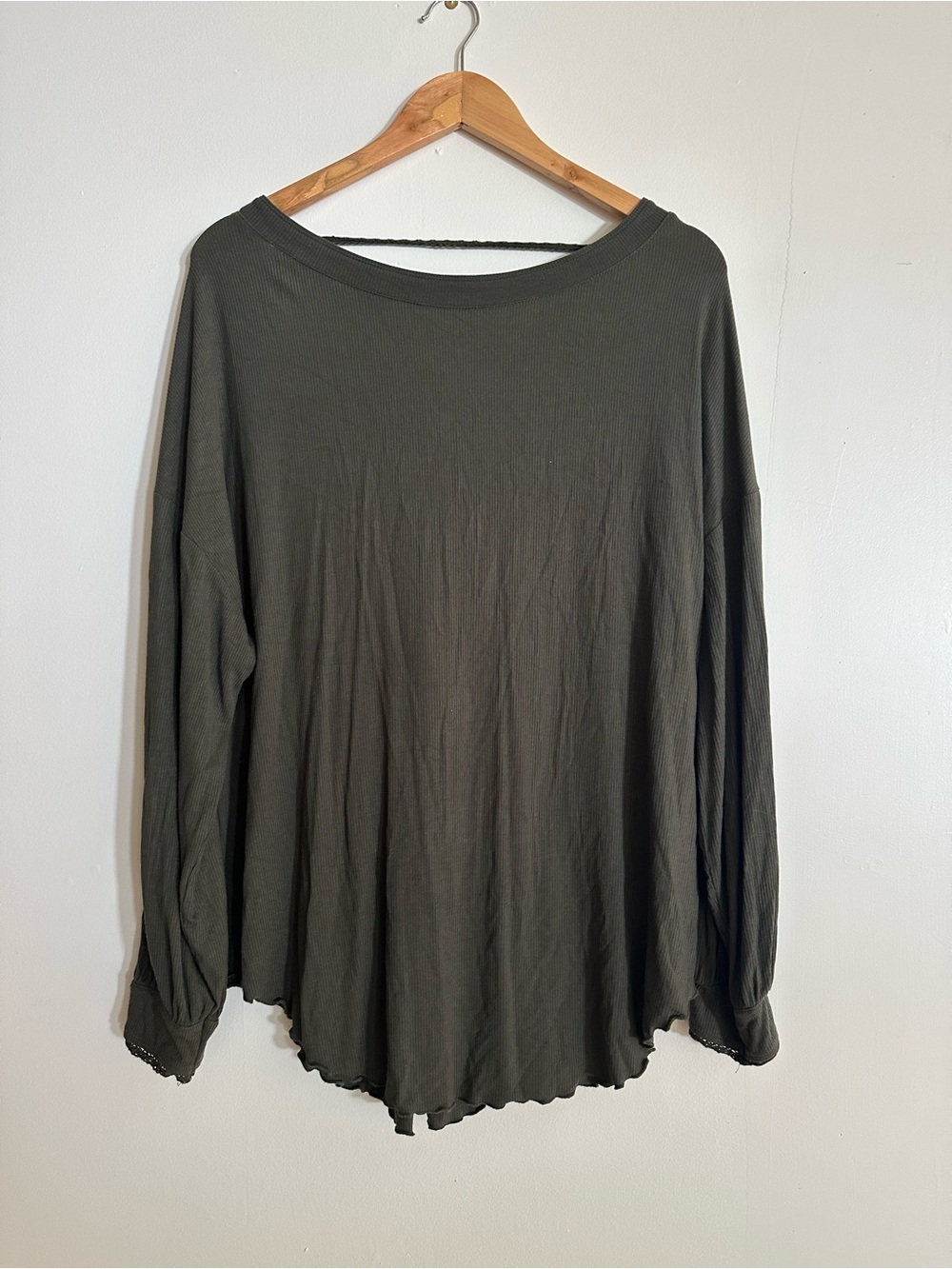 Free People Olive Green Long Sleeve Ribbed Tunic